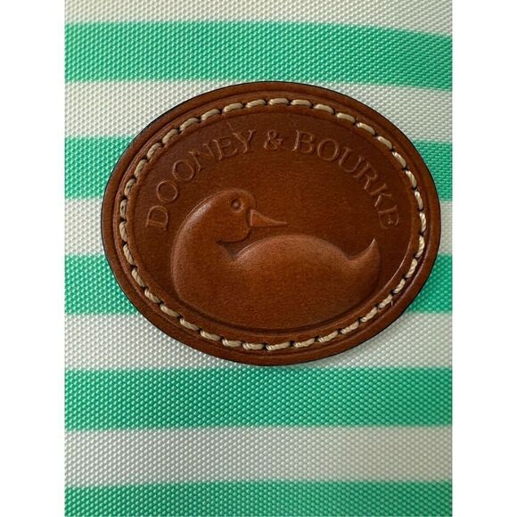 Dooney & Bourke Striped Nylon Sullivan Shopper Tote In Mint green, White, & Blue - Picture 5 of 11